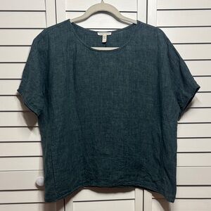 Eileen Fisher 100% Organic Linen Short Sleeve Top
